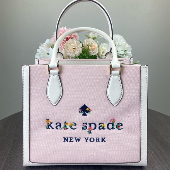 Kate Spade KG596 Garden Logo Small Tote in Light Rose/White - Picture 1 of 8